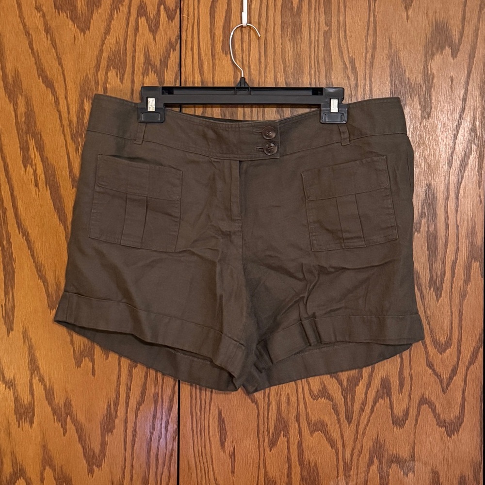 The Limited Linen Shorts Womens 14 Olive High Rise Casual Summer Lightweight
